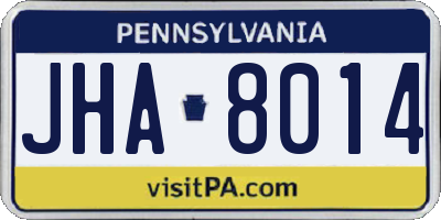 PA license plate JHA8014