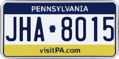 PA license plate JHA8015