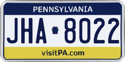 PA license plate JHA8022