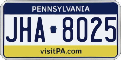 PA license plate JHA8025