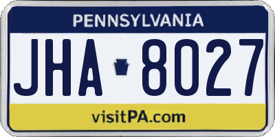 PA license plate JHA8027