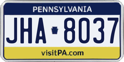 PA license plate JHA8037