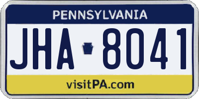 PA license plate JHA8041