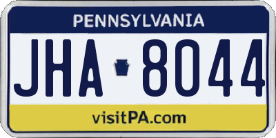 PA license plate JHA8044