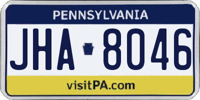 PA license plate JHA8046