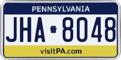 PA license plate JHA8048