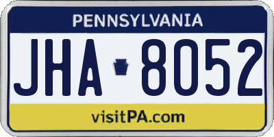 PA license plate JHA8052