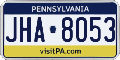 PA license plate JHA8053