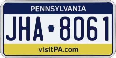 PA license plate JHA8061