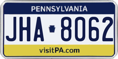 PA license plate JHA8062