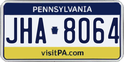 PA license plate JHA8064