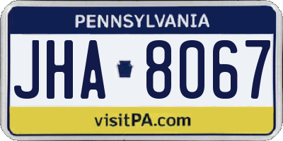 PA license plate JHA8067