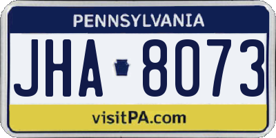 PA license plate JHA8073
