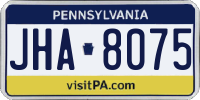 PA license plate JHA8075