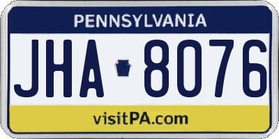 PA license plate JHA8076