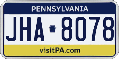 PA license plate JHA8078