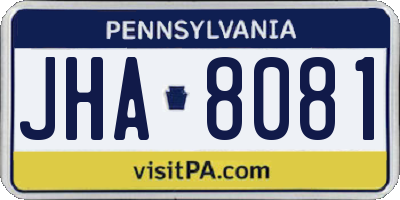 PA license plate JHA8081