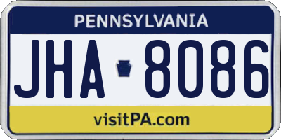 PA license plate JHA8086