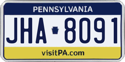PA license plate JHA8091