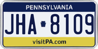 PA license plate JHA8109