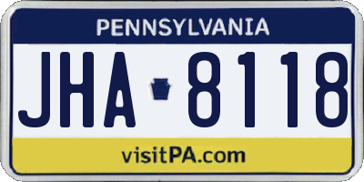 PA license plate JHA8118