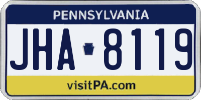 PA license plate JHA8119