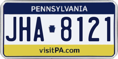 PA license plate JHA8121