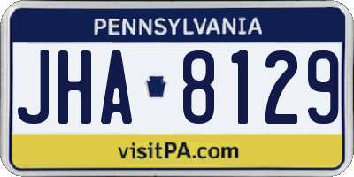 PA license plate JHA8129