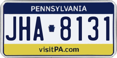 PA license plate JHA8131