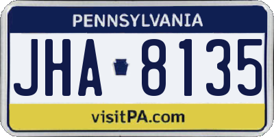 PA license plate JHA8135