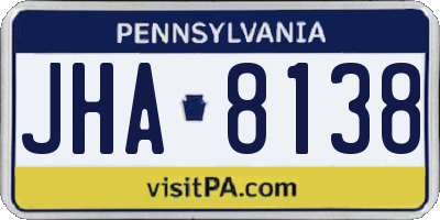 PA license plate JHA8138