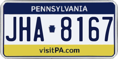 PA license plate JHA8167