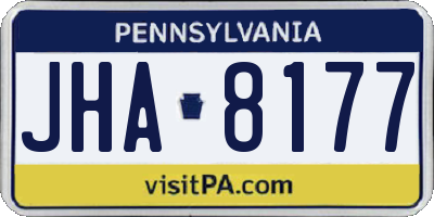 PA license plate JHA8177