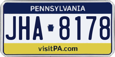 PA license plate JHA8178