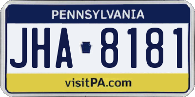 PA license plate JHA8181