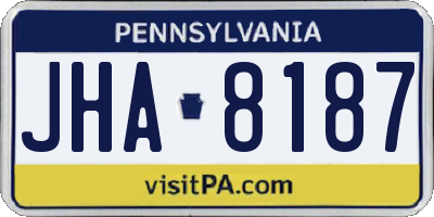 PA license plate JHA8187