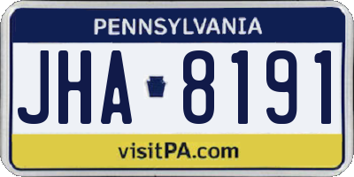 PA license plate JHA8191