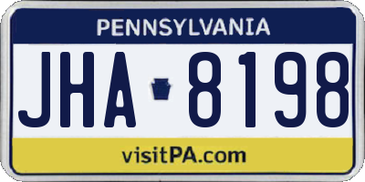 PA license plate JHA8198