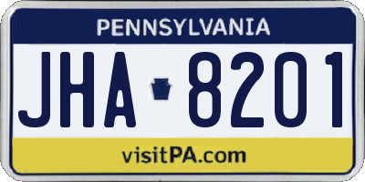 PA license plate JHA8201