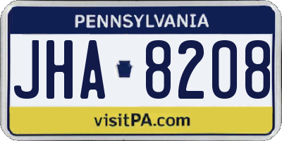 PA license plate JHA8208