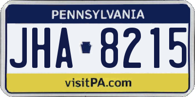 PA license plate JHA8215