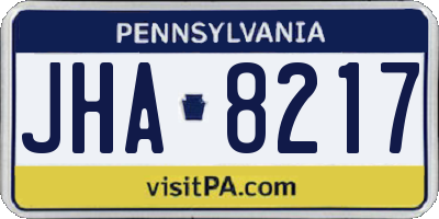 PA license plate JHA8217