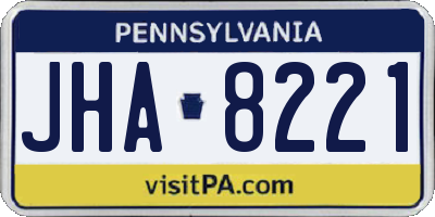 PA license plate JHA8221