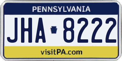 PA license plate JHA8222