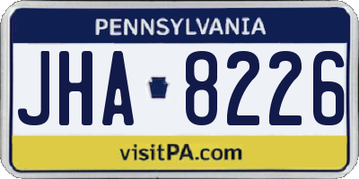 PA license plate JHA8226