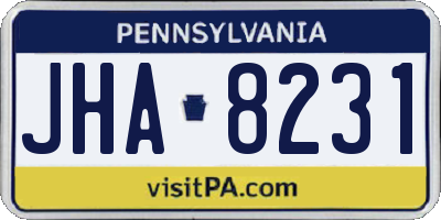 PA license plate JHA8231