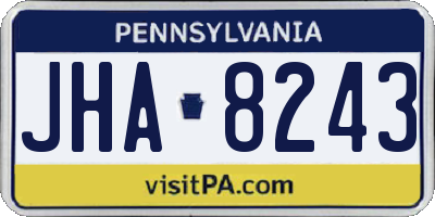 PA license plate JHA8243