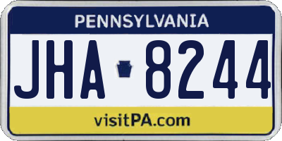 PA license plate JHA8244
