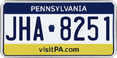 PA license plate JHA8251