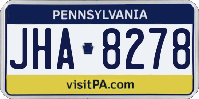 PA license plate JHA8278